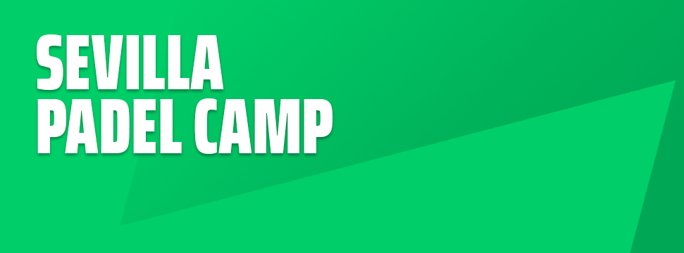 Grünes Grafikbanner mit Text: Sevilla Padel Camp