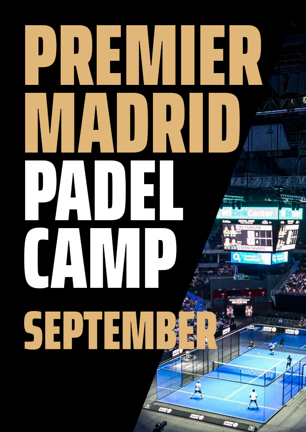 Premier Madrid Padel Camp commertial design forthe promotion of the padel camp with the stadium where is holded the tournament