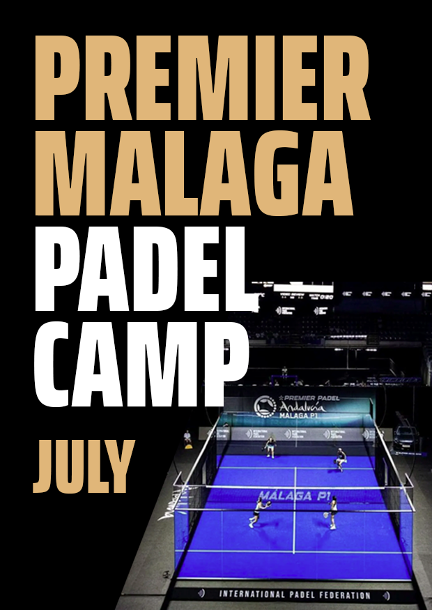 Premier Malaga Padel Camp commertial design forthe promotion of the padel camp with the stadium where is holded the tournament