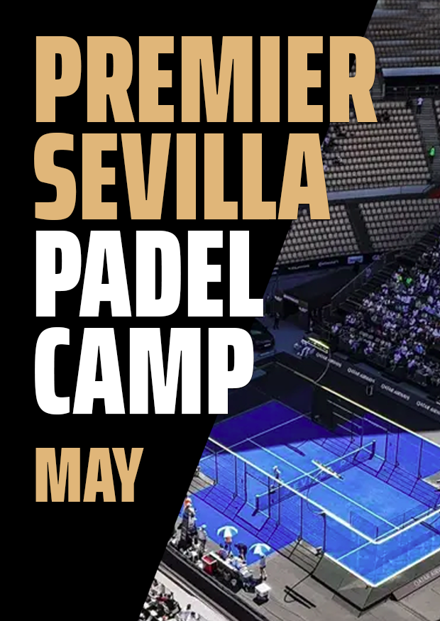 Premier Sevilla Padel Camp commertial design forthe promotion of the padel camp with the stadium where is holded the tournament