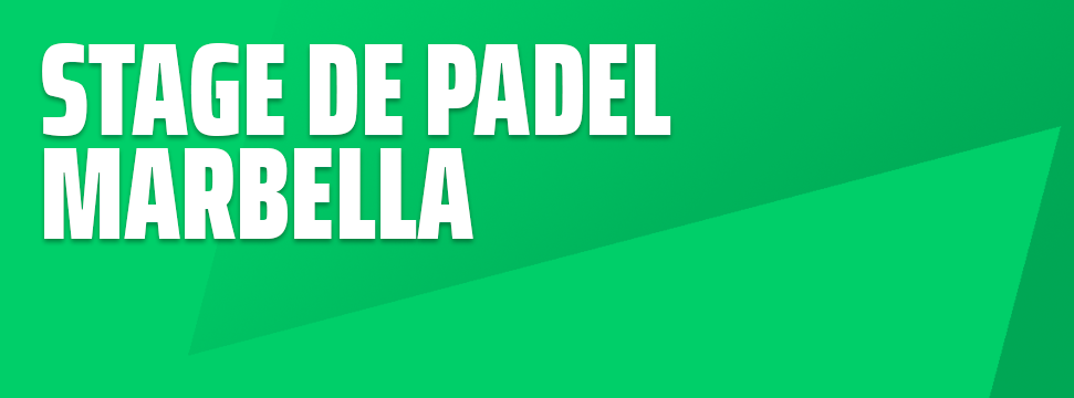 Affiche du week-end padel camp marbella, le fond est vert et lettre blanche