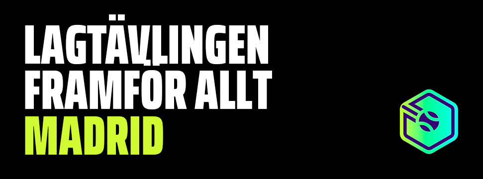 Padel Camp Hexagon Cup Madrid-logotyp och stor text som tillkännager den ultimata lagturneringen i Madrid mot svart bakgrund.